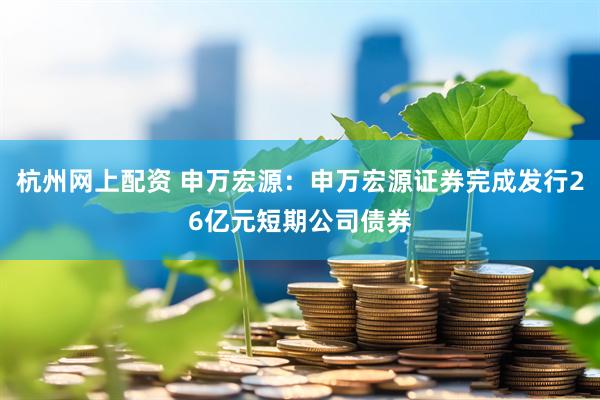 杭州网上配资 申万宏源：申万宏源证券完成发行26亿元短期公司债券